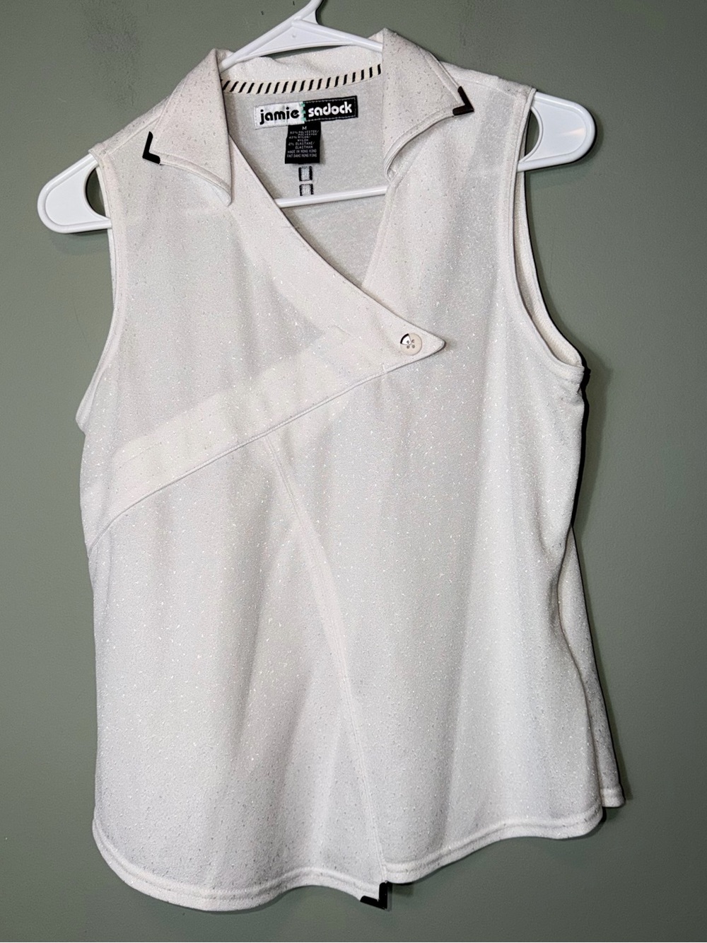 jamie sadock White Sleeveless Asymmetrical Golf Polo Top Size Medium